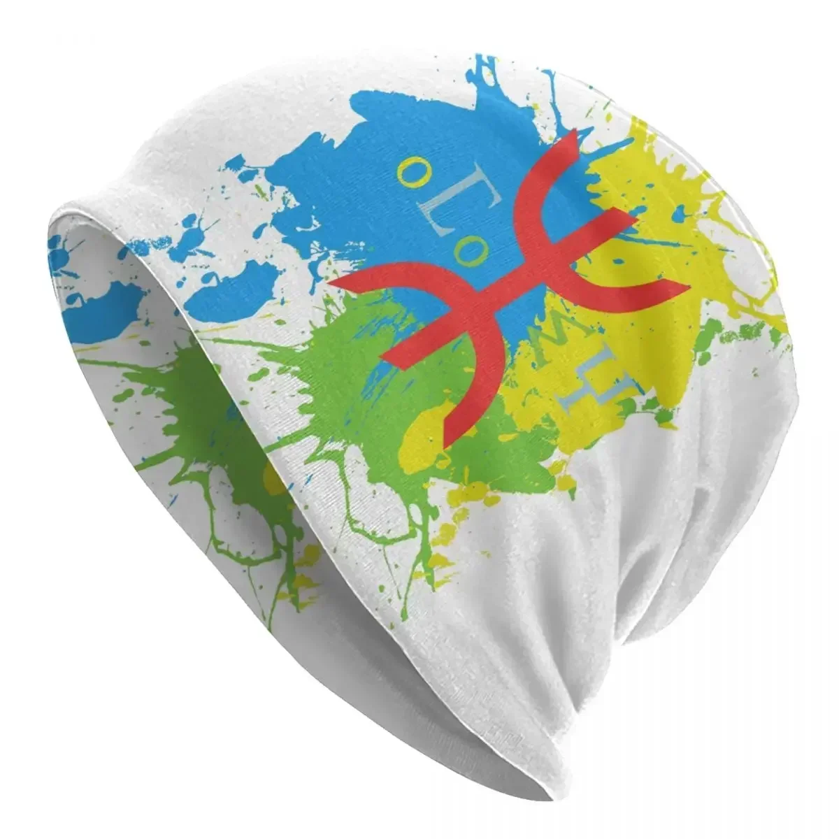 

Amazigh Flag Splash Art Beanie Cap Unisex Winter Bonnet Femme Knitted Hats Outdoor Ski Amazir Imazighen Skullies Beanies Hats
