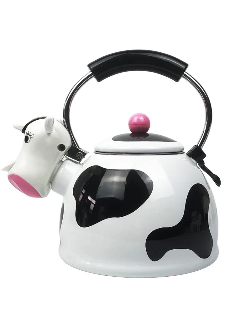 

Whistle kettle, cartoon stainless steel, enamel color, gas open flame, induction cooker, enamel coffee pot