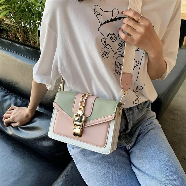 Cheap Yogodlns Fashion Contrast color Crossbody Bag Women Handbag Girls  Flap Shoulder Bags Purse