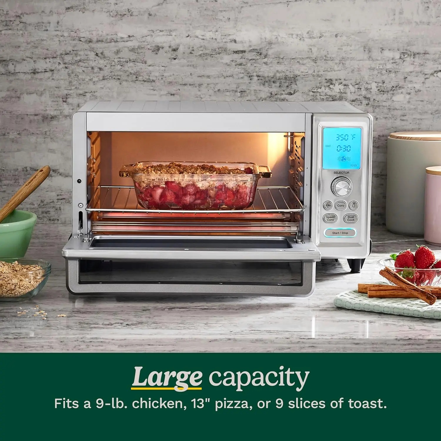 Convection Toaster Oven, Stainless Steel, 16.93"D x 20.87"W x 11.42"H, TOB-260N1 2