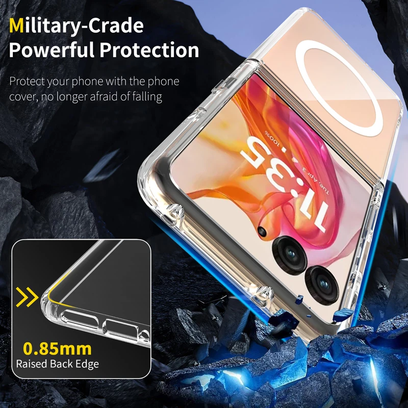 ELVEV Magnetic Transparent Soft TPU + Hard PC Protective Phone Case