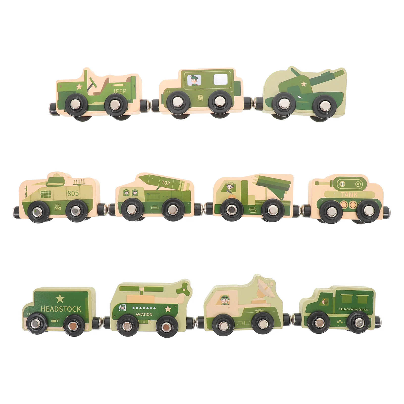 

Magnetic Train Toys Cute Car Kids Wooden Early Learning Playthings Building Blocks