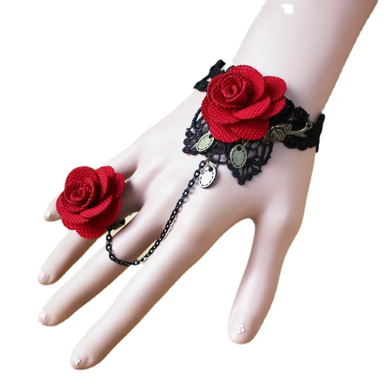 Hot Rose Newest Retro Gothic Women Lace Flower One Size Hand