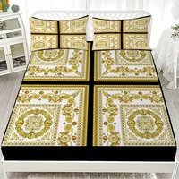 3PC European Style Disc Bed Sheet Set - 100% Polyester, Digital Print, Breathable Home Decor Fitted Sheet and Bedding Sheet 1