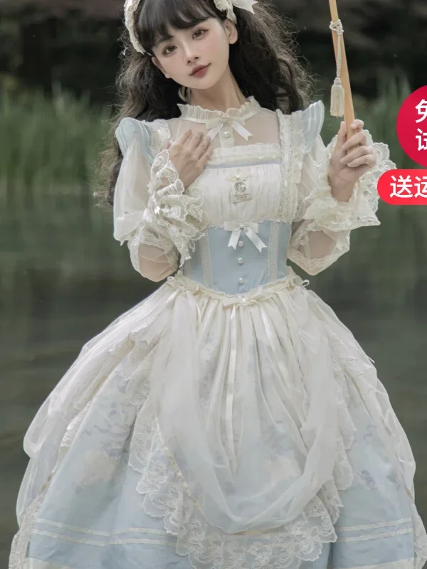 

Blue Ballet Bunny Cute Lolita Dress for Women Japanese Tea Party Soft Girl Kawaii Princess Dress Fairy Vestidos