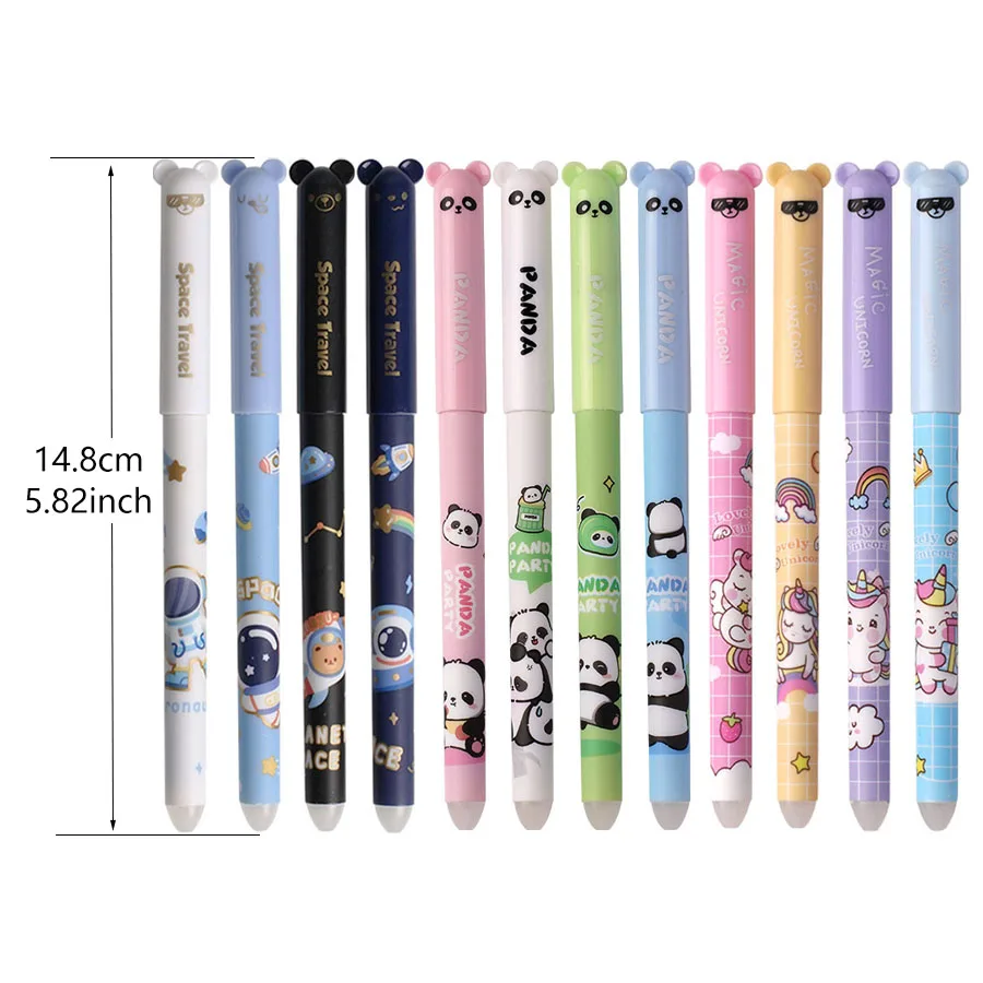 4Pcs Kawaii Little Bear Series Erasable Gel Pen Astronauts, Pandas, Unicorns, Rabbit Students Write Fluently Office Accessories
