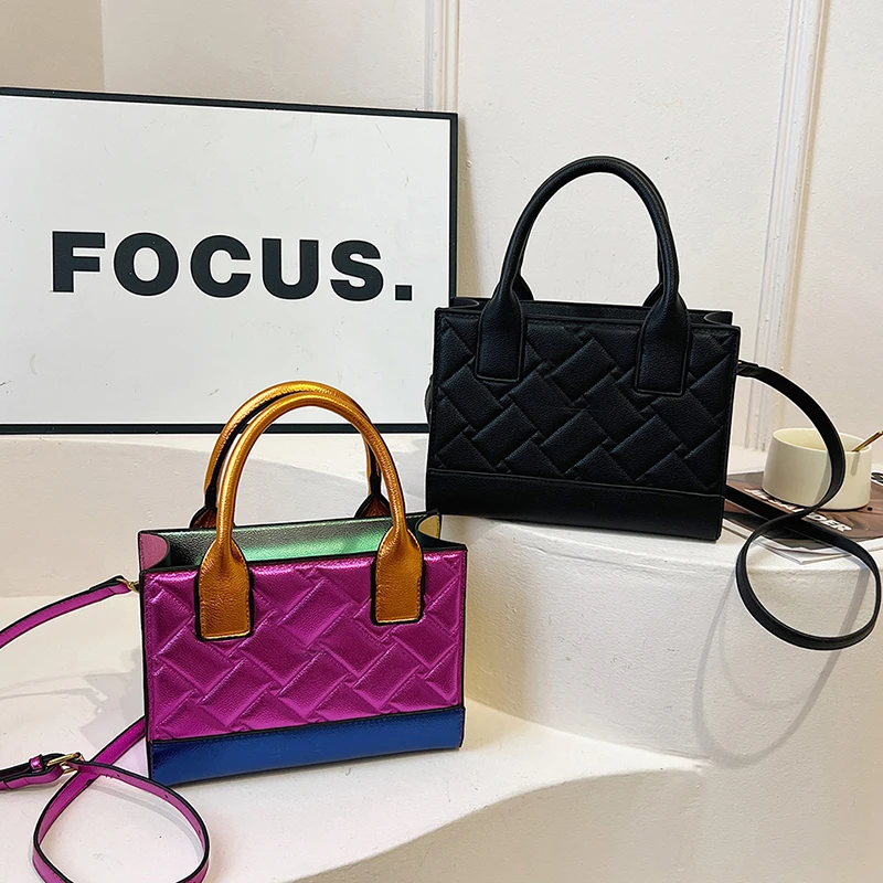 Women's K-G Colorful Splicing Chain Bag Shoulder Bag Fashion Ladies Zip Small Square Crossbody