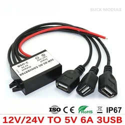 Multi - Device Car USB Power Adapter 12V/24V to 5V Fast Charger (12V 24V to  5V 6A)
