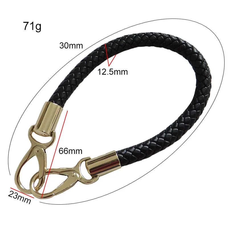 2/5pcs PU Leather Black Braided Rope Handles for Handbag Shoulder Bag Strap Handmade Bag DIY Accessories gold Metal Hook Buckle