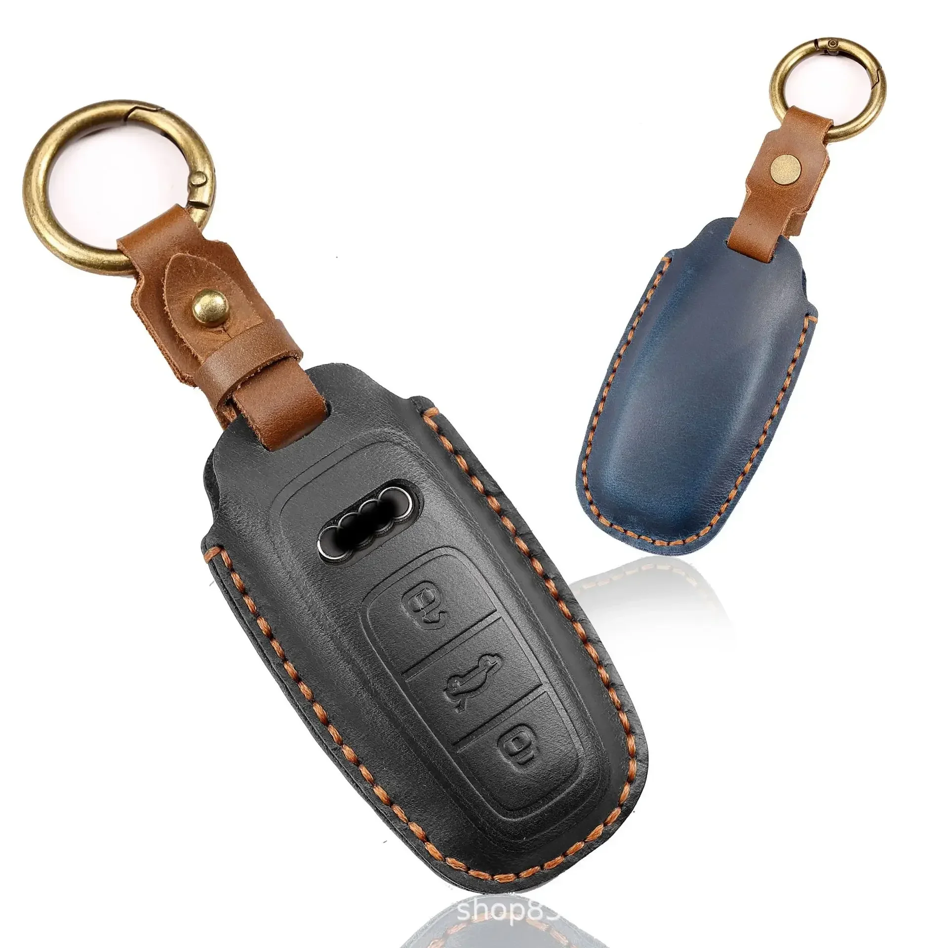 Premium Handmade Leather Car Key Cover - Men's Retro Style Car Accessory