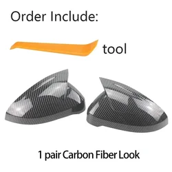Premium Black Side Wing Mirror Caps - Set of 2 (Carbon Fiber Look)