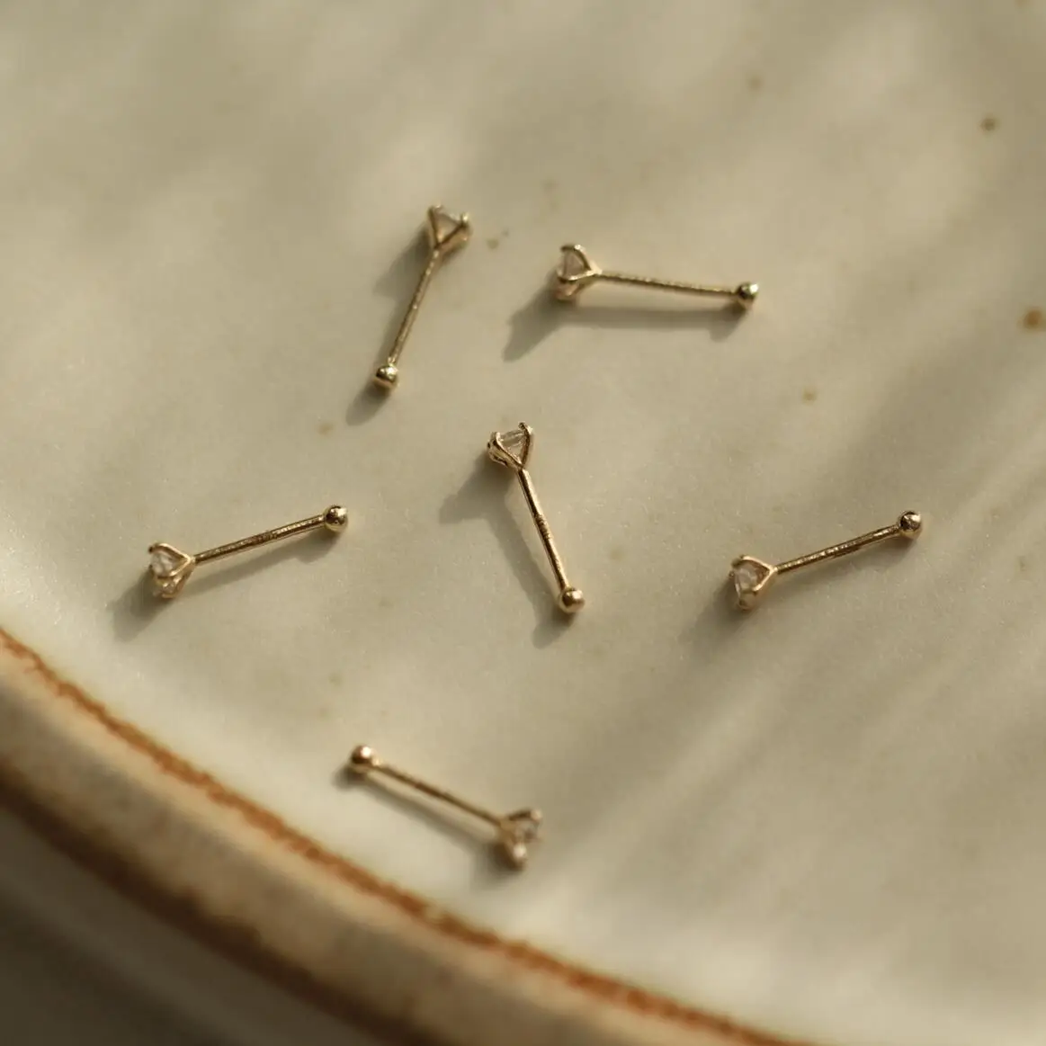 GOLDtutu Nose Rings and Studs 14K Real Gold Custom Au585 kj467 nose piercings