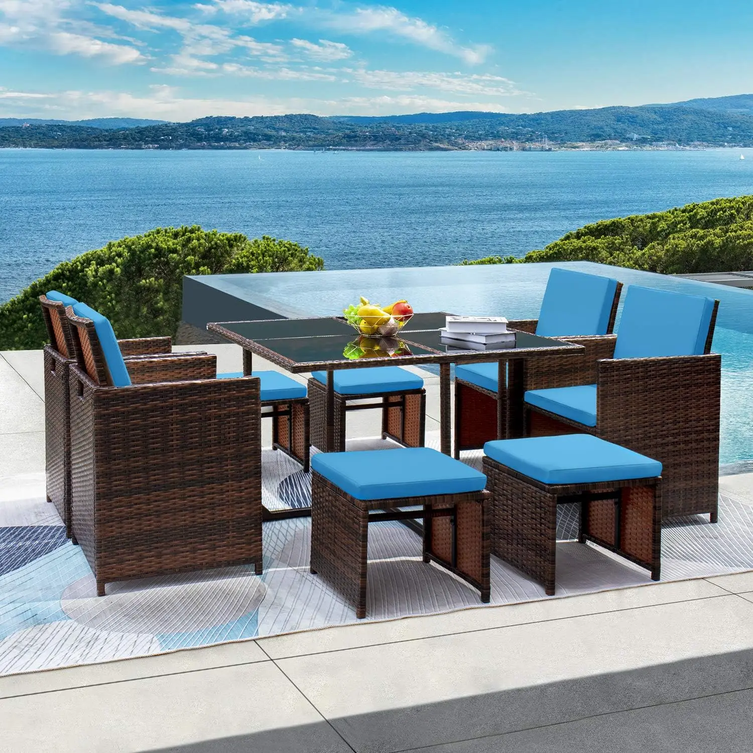 9 Pieces Patio Table and Chairs 1
