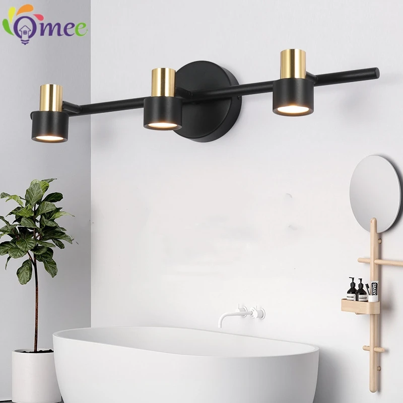 Modern LED Mirror Lamp Bathroom Mirrors Lights Vanity Lighting Black White Bedroom Lights Home Decor MR16 Led Lighting Lustre