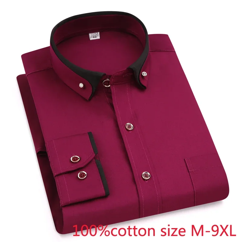 

new arrival Spring autumn men formal Extra Large Pure Cotton long sleeve Shirts high quality plus size 4XL 5XL 6XL 7XL 8XL 9XL