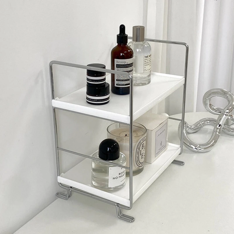 2 Tiers Bathroom Cosmetic Storage Shelf Makeup Organizer Vanity Tray  Cosmetic Organizer Holder For Dorm Living Room Bedroom - Storage Shelves &  Racks - AliExpress