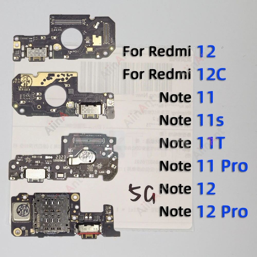 

For Xiaomi Redmi Note 11 11E 11R 11T 11s 12C 12 Pro Plus 4G 5G USB Mic Sub Board Dock Charger Connector Charging Port Flex Cable