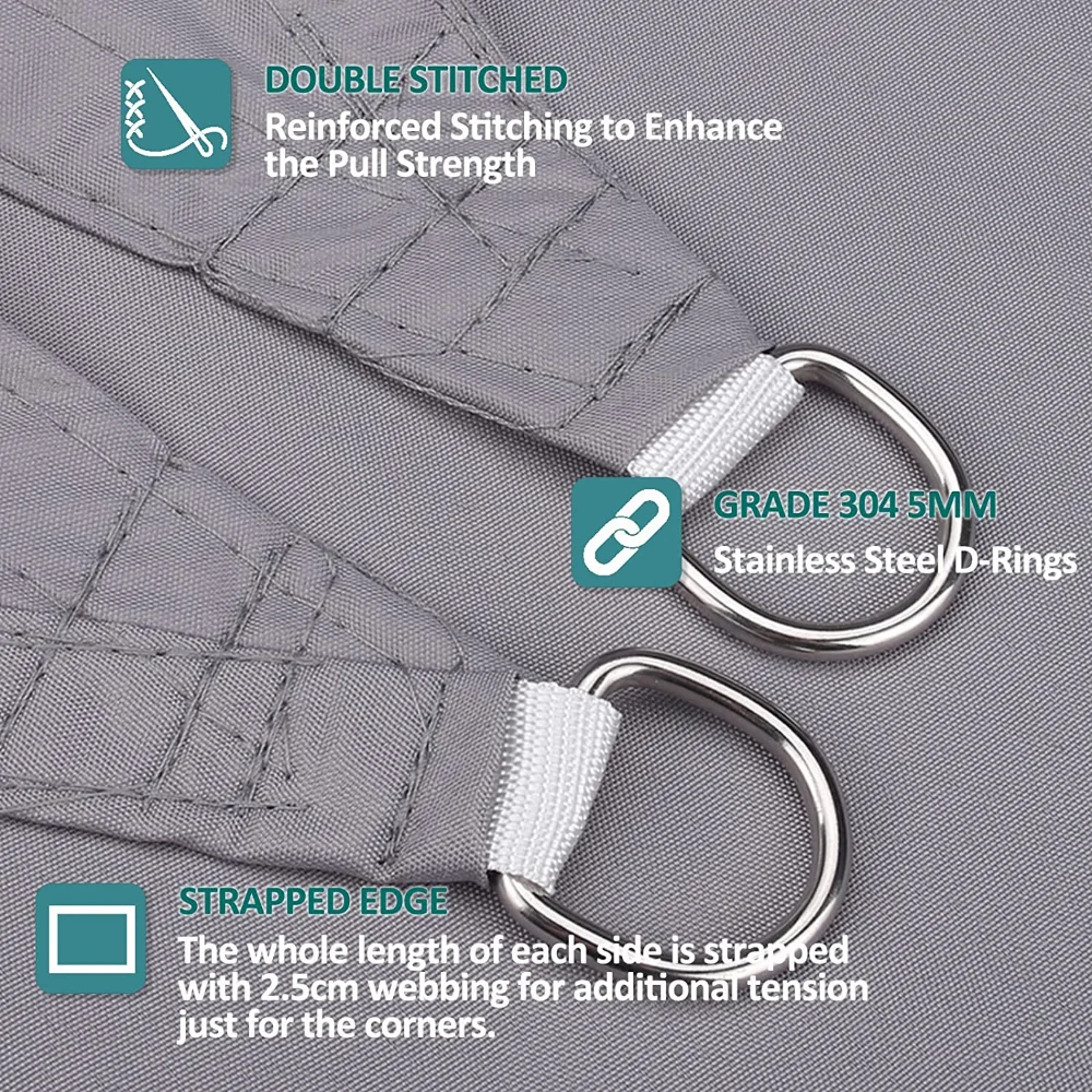 Triangle 2/3/3.6/5M Canopy with Fastening Ropes Premium Weatherproof Breathable Sun Shelter Sun Shade Sails Cloth Outdoor Awning - Image 3