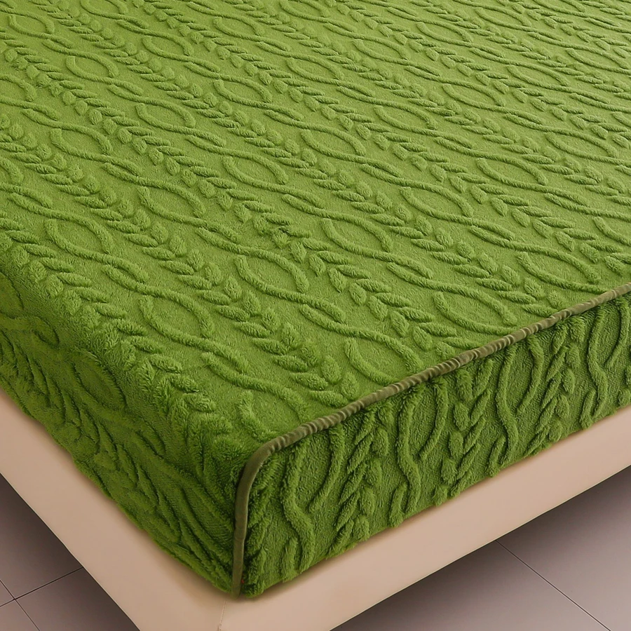 WOSTAR Soft warm coral fleece fitted sheet elastic mattress cover winter plush bed linen 2people luxury double bed king size 150 3
