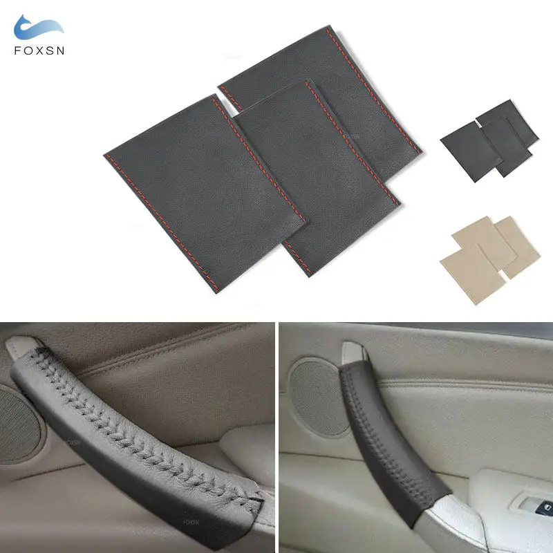 

For BMW X5 E70 X6 E71 2007 2008 2009 2010 2011 2012 2013 Interior Door Handle Hand Sewing Microfiber Leather Cover