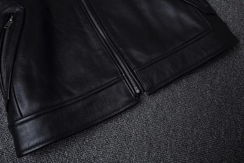 Plus Size Mens Classic Casual Leather Jacket - Slim Fit Cowhide Coat