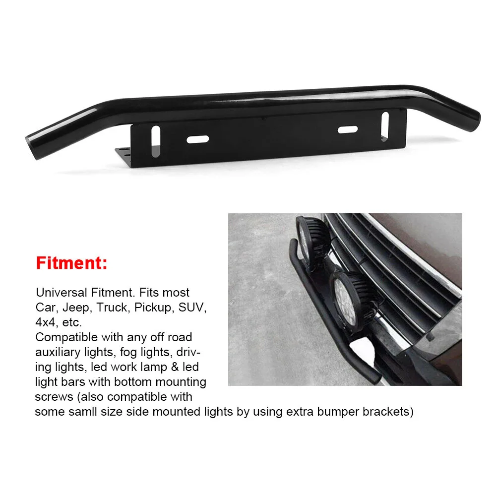 23inch Auto Bull Bar Front Bumper License Plate Mount Bracket Frame Led Light Bar Work Fog Lamp Holder SUV Off Road Aluminium