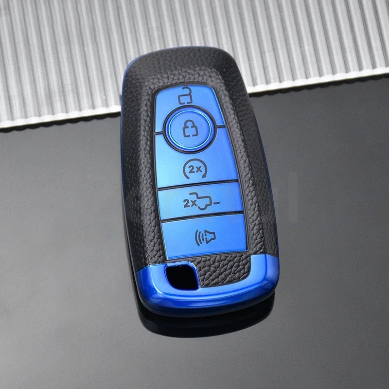 Premium TPU Leather Car Key Fob Holder Case Cover