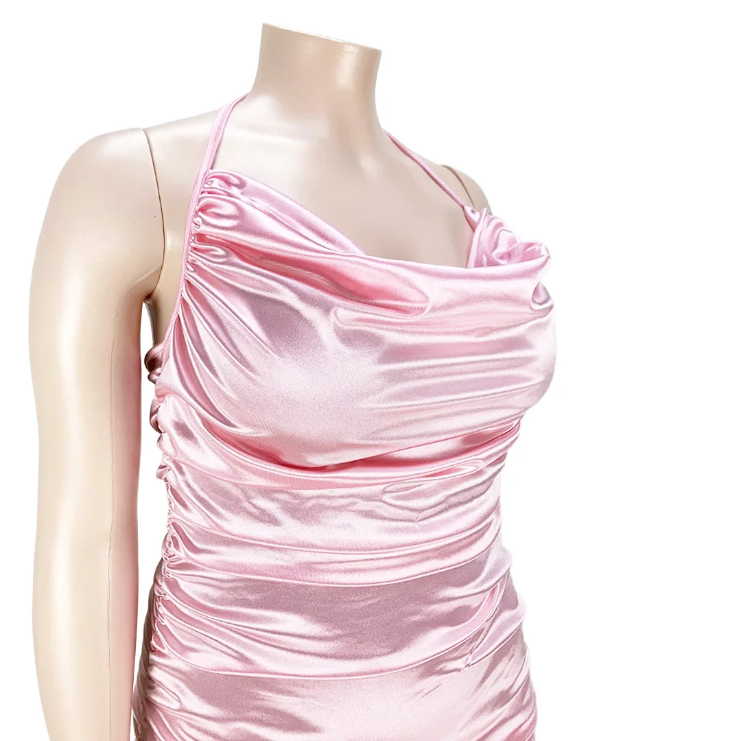 Plus Size Women Elegant Dresses Summer Solid Party Sleeveless Dresses Lady Fashion Prom Evening Gowns 2022 Club Silk Outfits