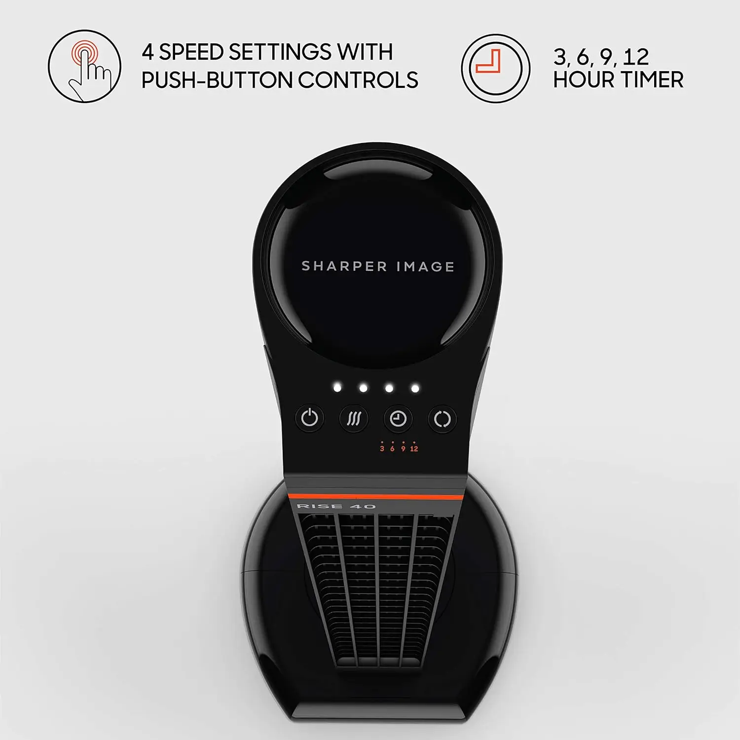 

40 Oscillating Fan with 4 Speeds, Remote Control, Black