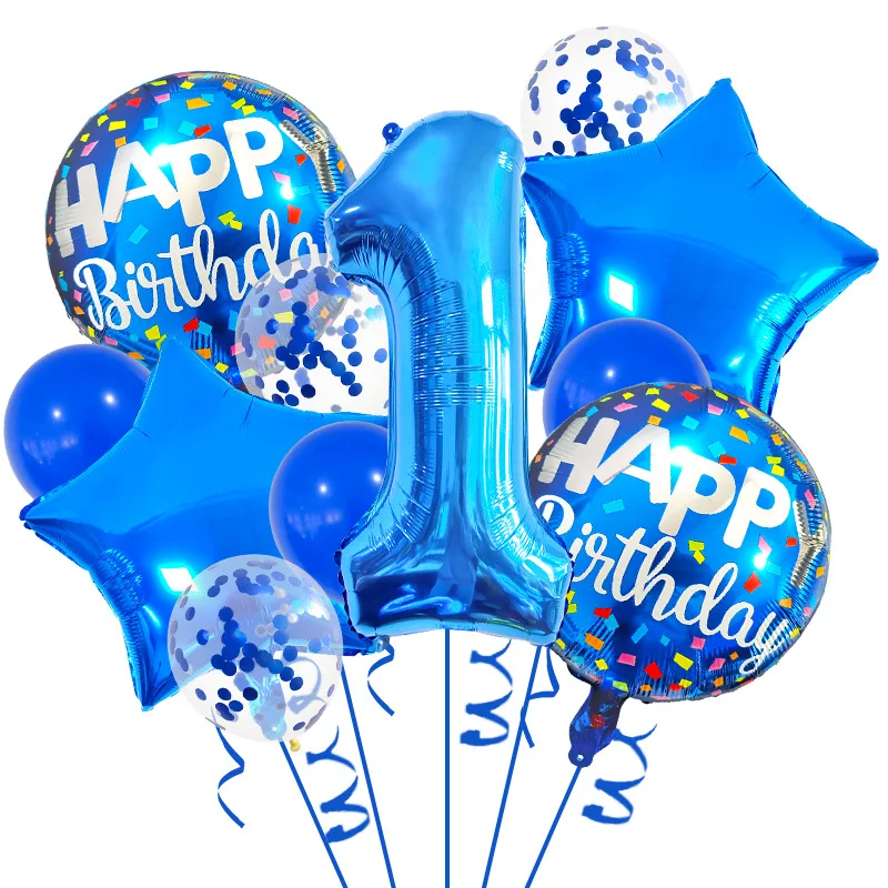 Jungen-Geburtstagsballons-Set, 81,3 cm, blaue Zahl, Sterne, Folienballon, Junge, glücklicher Prinz, Marine, Ozean, Geburtstag für Party-Dekoration, Ballon – Detail 9