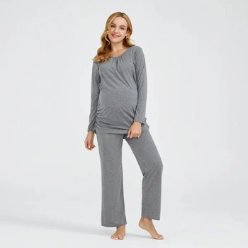 Set di abbigliamento da donna per maternità infermieristica a maniche lunghe pigiami vestiti per donne in gravidanza che allattano indumenti da notte Homewear