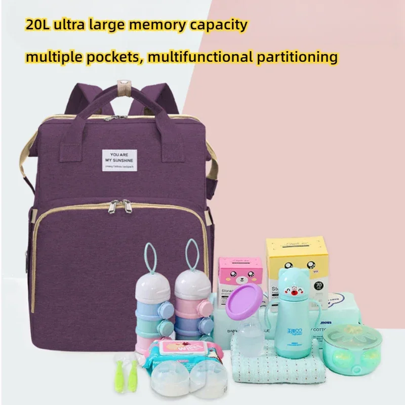 Folding Mommy Bag Multipurpose Portable Folding Crib Bed Large-capacity Baby Backpack Female Mommy Outting Bag Diaper Bags diaper bag maternity bag diaper backpack
