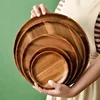 Retro Wooden round Serving Platter Tray Eco-Friendly Wood Plate Multi-Size for Pizza Salad Fruit Dessert Bread Cake Snack