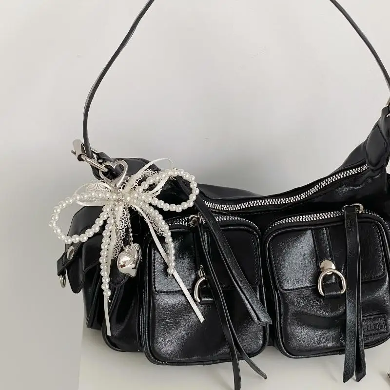 Y2K Koreanische Süße Imitation Perle Spitze Bogen Schlüsselbund Trendy Schlüsselring Ins Ästhetischen Schlüssel Halter Für Mädchen Tasche Anhänger Zubehör