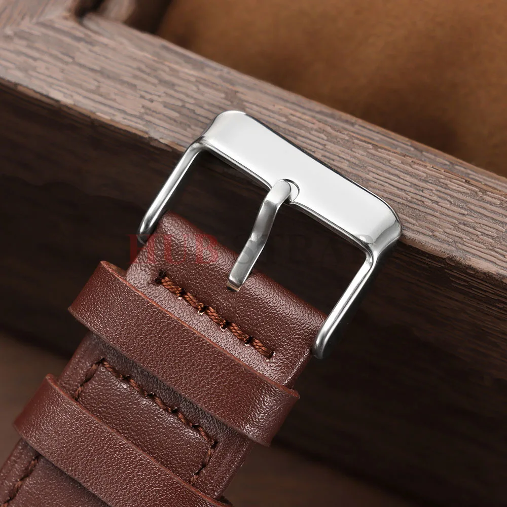 Elegant Leather Watch Strap - Soft, Universal, Fashionable Watchband for Men and Women in Black, Blue, or Brown