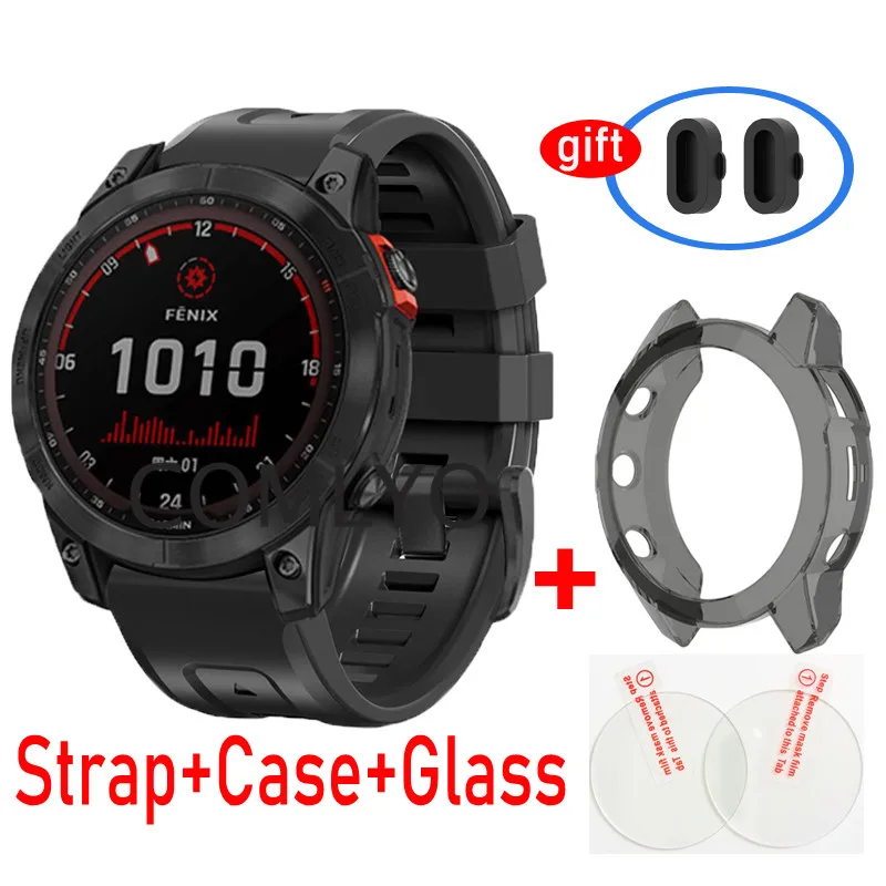

Strap For Garmin Fenix 7X 7 EPIX GEN 2 Watch Band Silicone Easyfit Wristband Case Cover Glass Screen protector Film