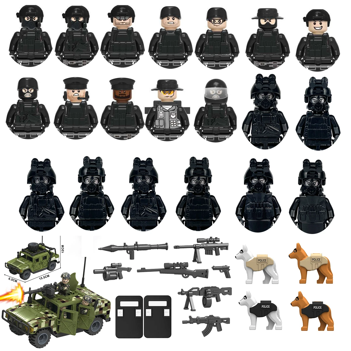 Military-Themed Building Blocks Set with Soldiers and Vehicles