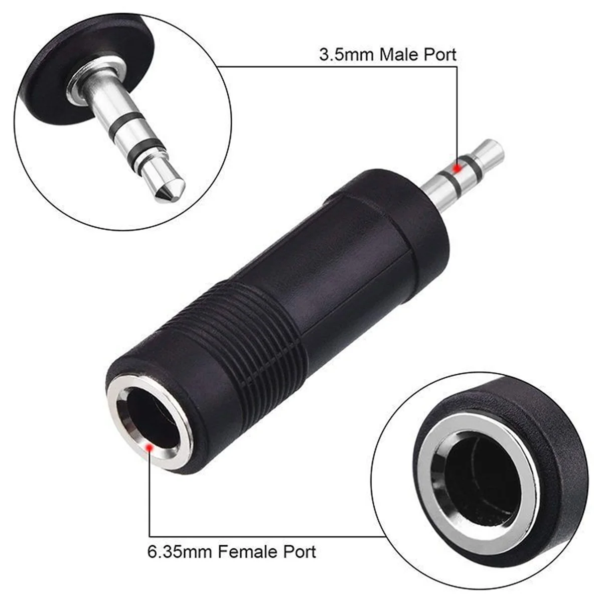 Stereo Headphone Audio Adapter with 3.5mm to 6.35mm Connector for Professional Audio Use