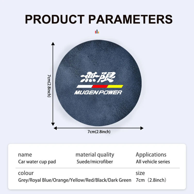 Cup Holder Coasters Cup Holder Inserts Car Coaster Pads Cup Holder Insert Car Coaster Water Cup Holder Anti-Slip Pad Suede Accessories For Honda Mugen Power Typer Civic Accord CRV