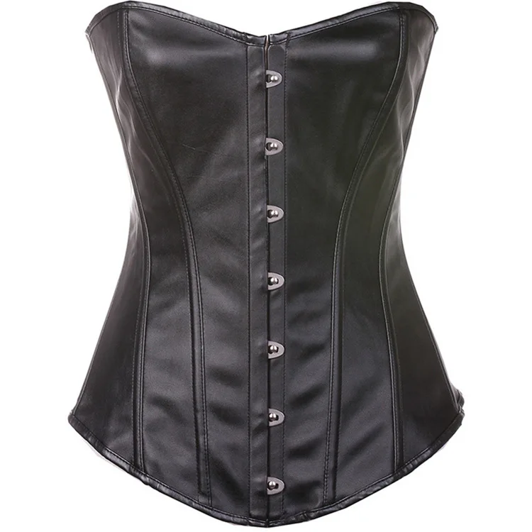 

PU Leather Red Black Color Corsets for Women S-6xl Sizes Body Shapers Women Clothes 14 Plastic Bones Corsets Top Mujer Bodysuit