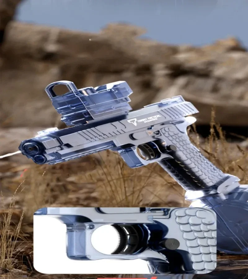 2024 Fully Automatic Desert Eagle Electric Water Gun Shooting Toys,  Colorful Flashing Lights Beach Pool Battle Adult Gifts 5