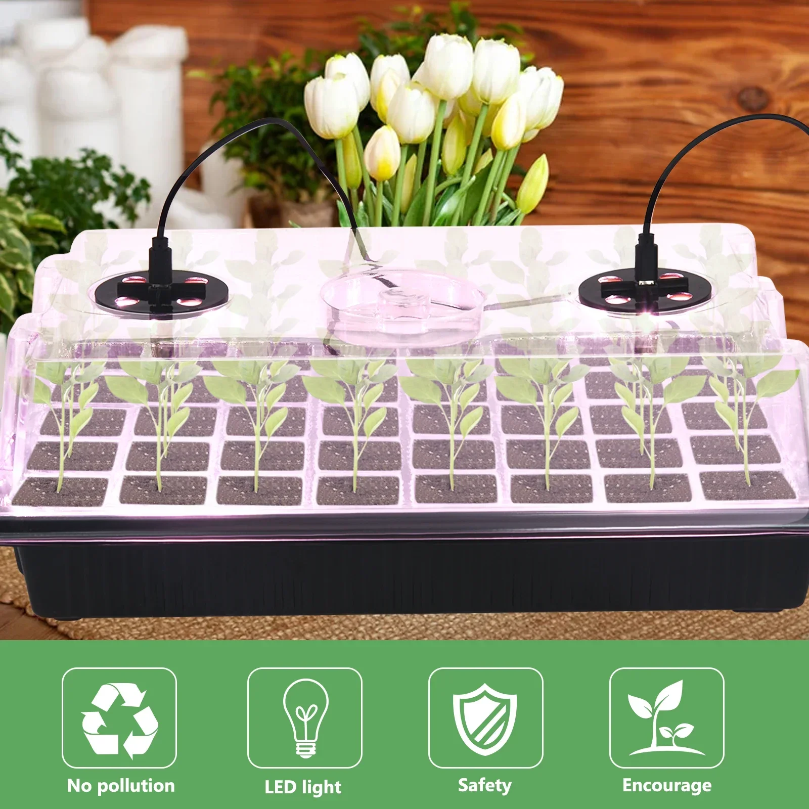 Plant LED Lights For Plants Seed Starter Trays Nursery Pots Seedling Tray Planter Flower Pots Lights Greenhouse Gardening Tools