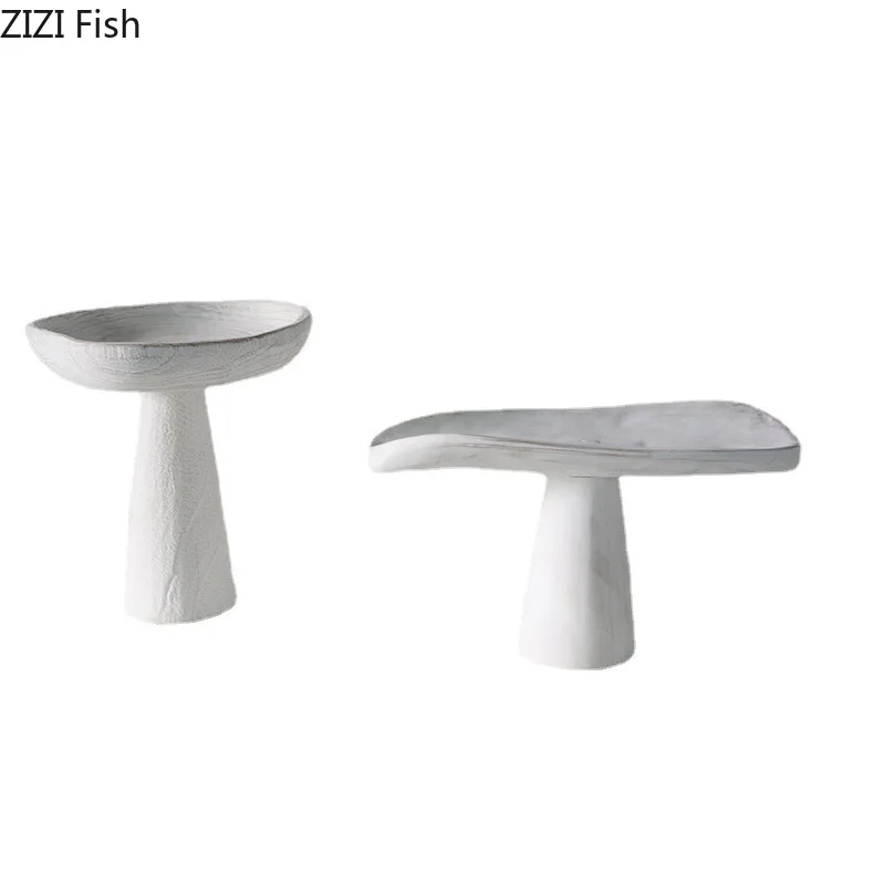 Minimalist White Wood Trays Decorative Cake Stand Fruit Bowl Snack Dessert Plate Fruits Plate Coffee Table Home Fruit Tray 6