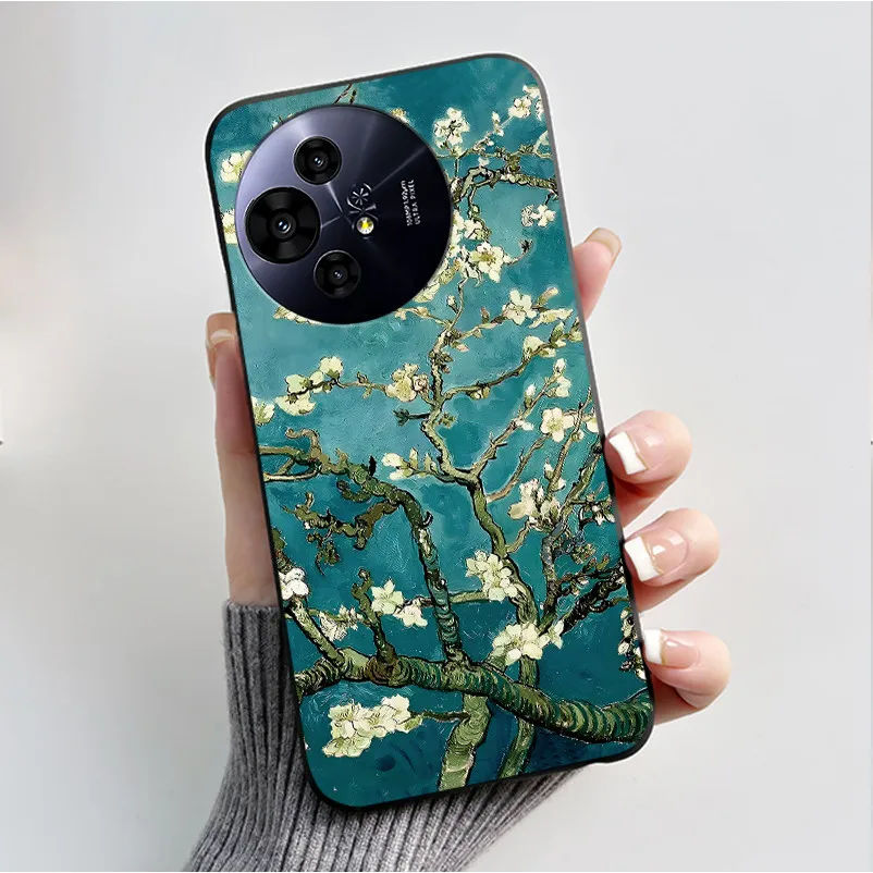 Soft Silicone Black Shell Cover with Cute Flower Design
