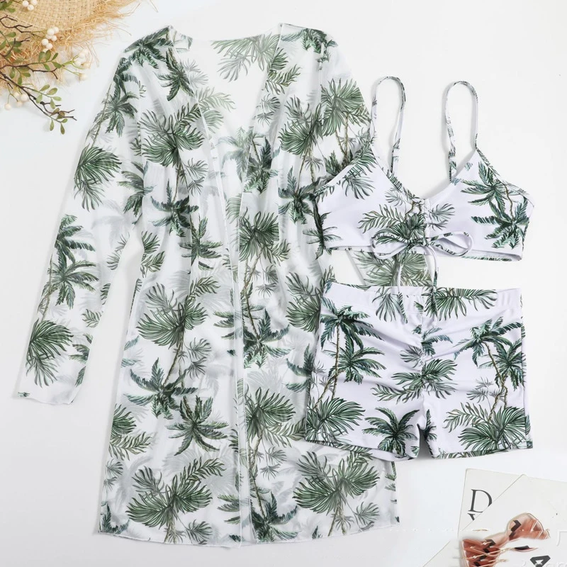 Women swimsuit women two piece sets Summer Print Swimsuits Tankini Sets Female Swimwear Sports Beach Wear Three-Piece Bathing Suits Pool Women's Swimming Suit