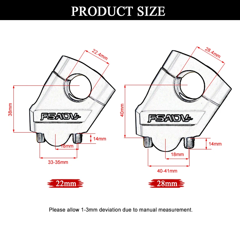 Motorcycle handlebar mount 22mm 28mm motorcycle handlebar riser motocross heightening clamp mount pit bike for Benelli BMW Yamaha Honda
