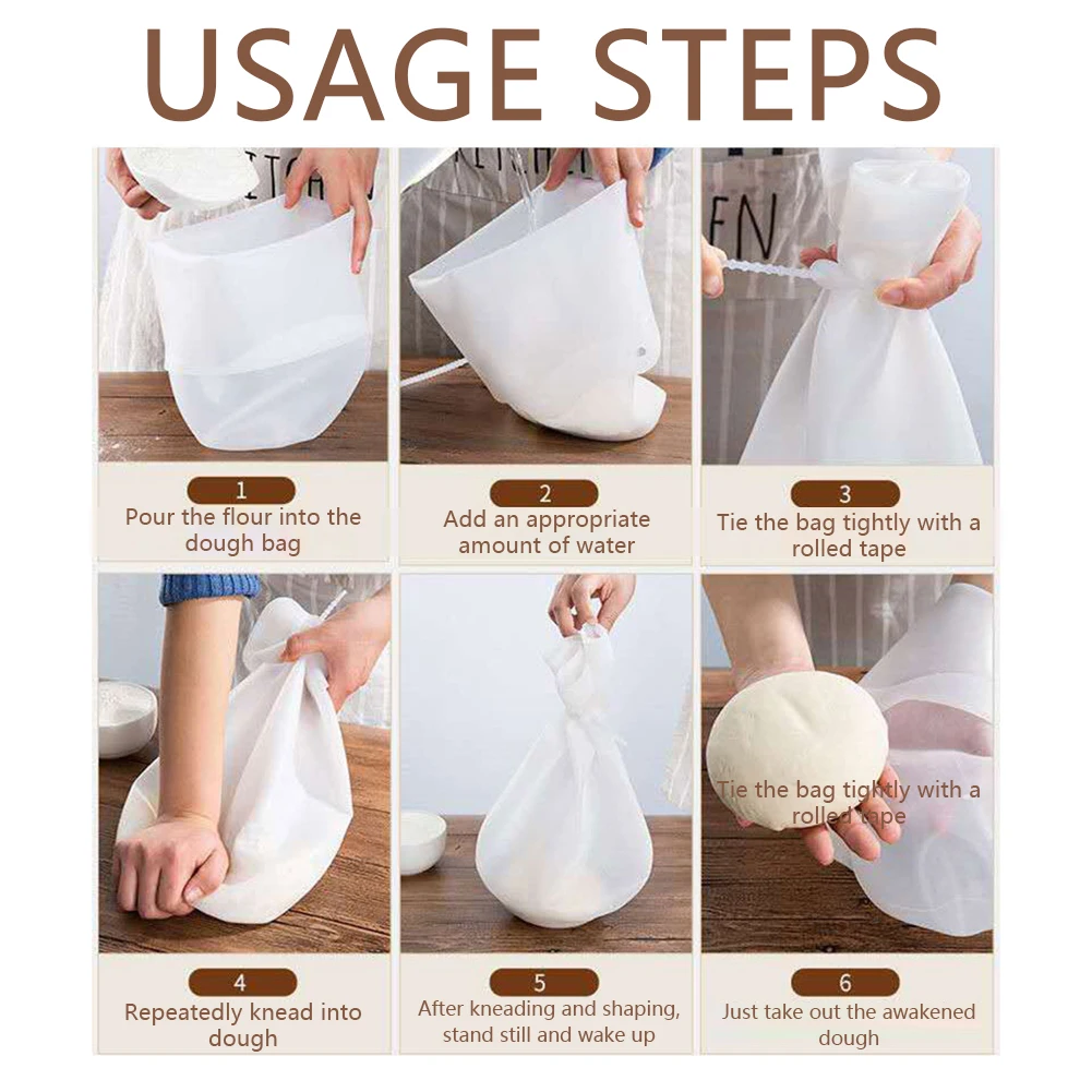 Food Grade Silicone Kneading Dough Bag Versatile Blend Flour Mixing Mixer Tool for Bread Pastry Pizza Nonstick Baking Cooking