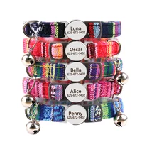 Personalized Cat Collar Adjustable Puppy Dog Collars With Safety Buckle Free Engraved ID Nameplate Bell Anti-lost Kitten Collars 2