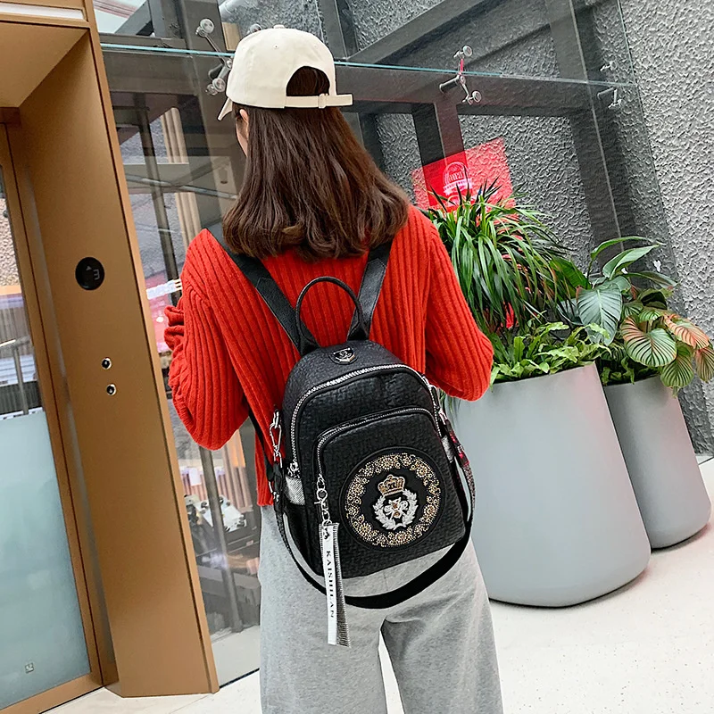 Women's Backpack High Quality Leather Backpacks Ladies 2024 New Casual Diamond Shoulder Bags For Women Travel Bag Female 2