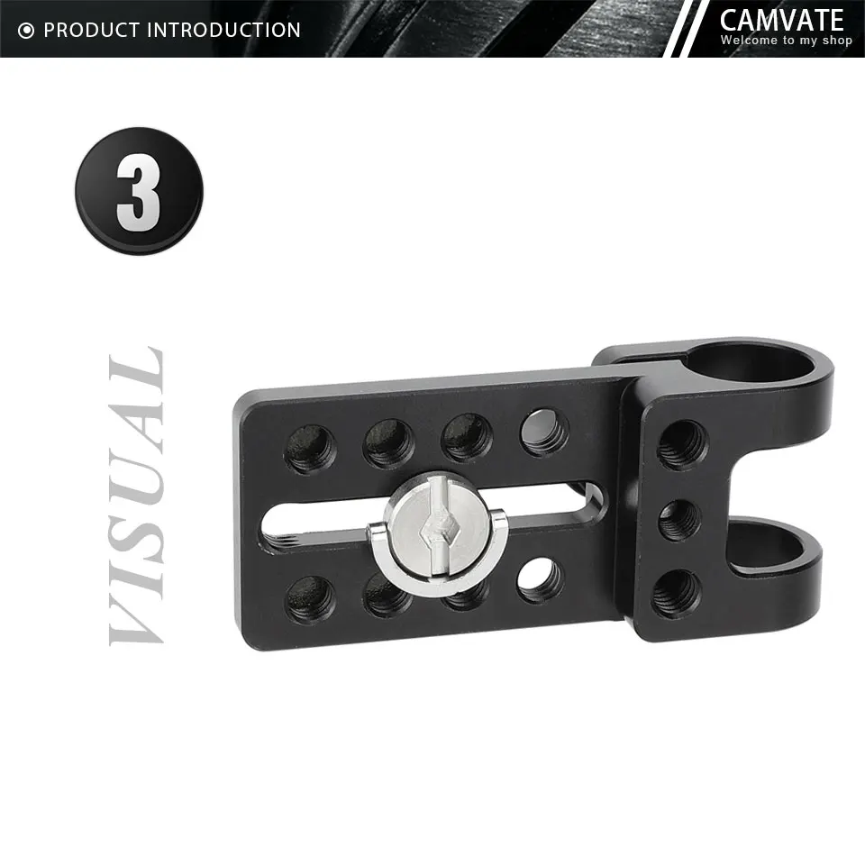 15mm Rod Clamp Mounting Base Plate Extended Platform with 1/4" Screw fr Camera 1